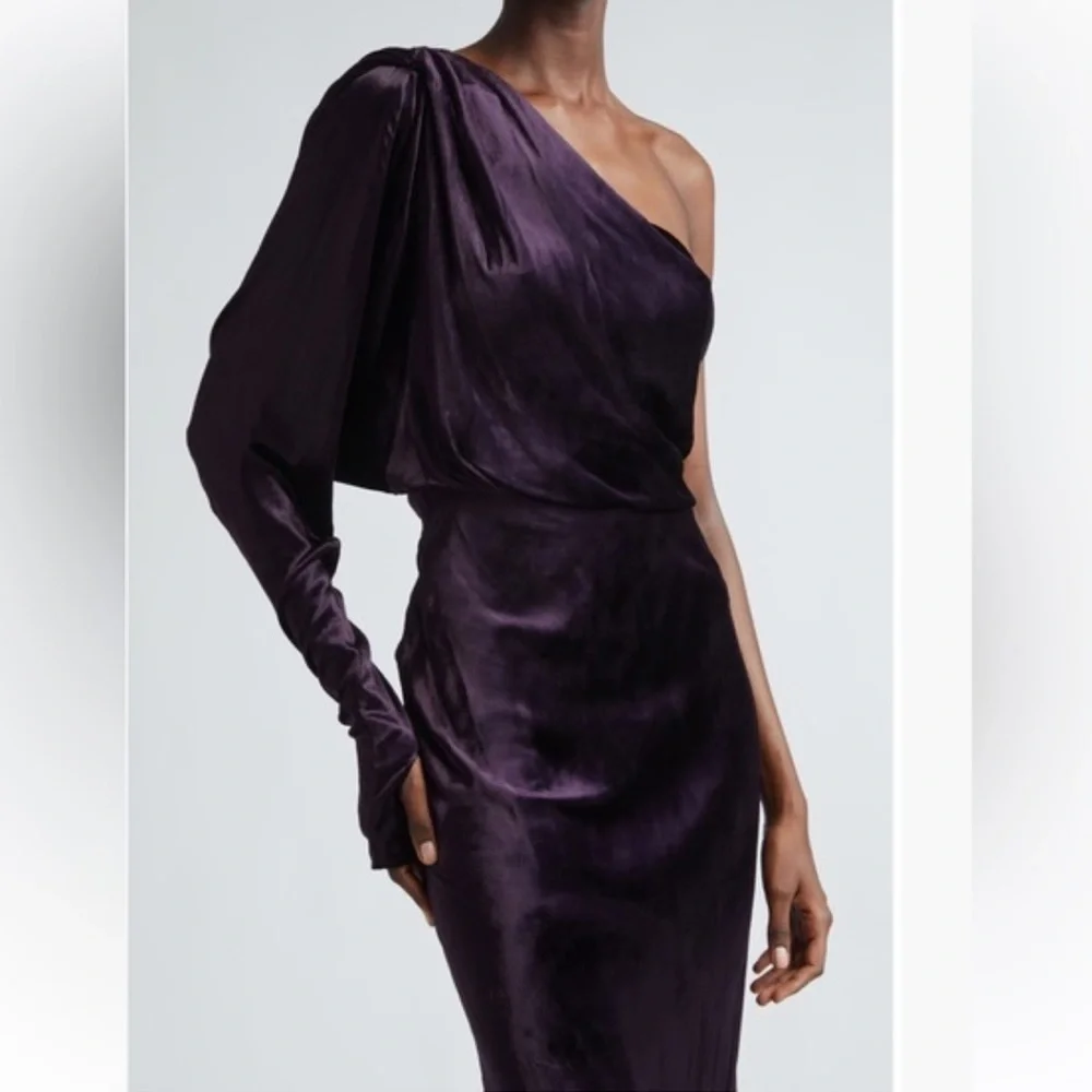 New Zimmermann Illustration Asymmetric Velvet One-Shoulder Draped Gown Size 4